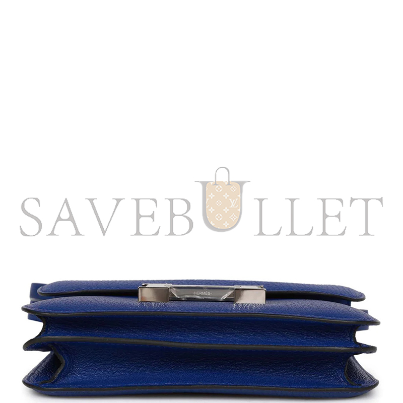 HERMES CONSTANCE 18 BLEU ELECTRIC CHEVRE PALLADIUM HARDWARE (19*15*4cm)